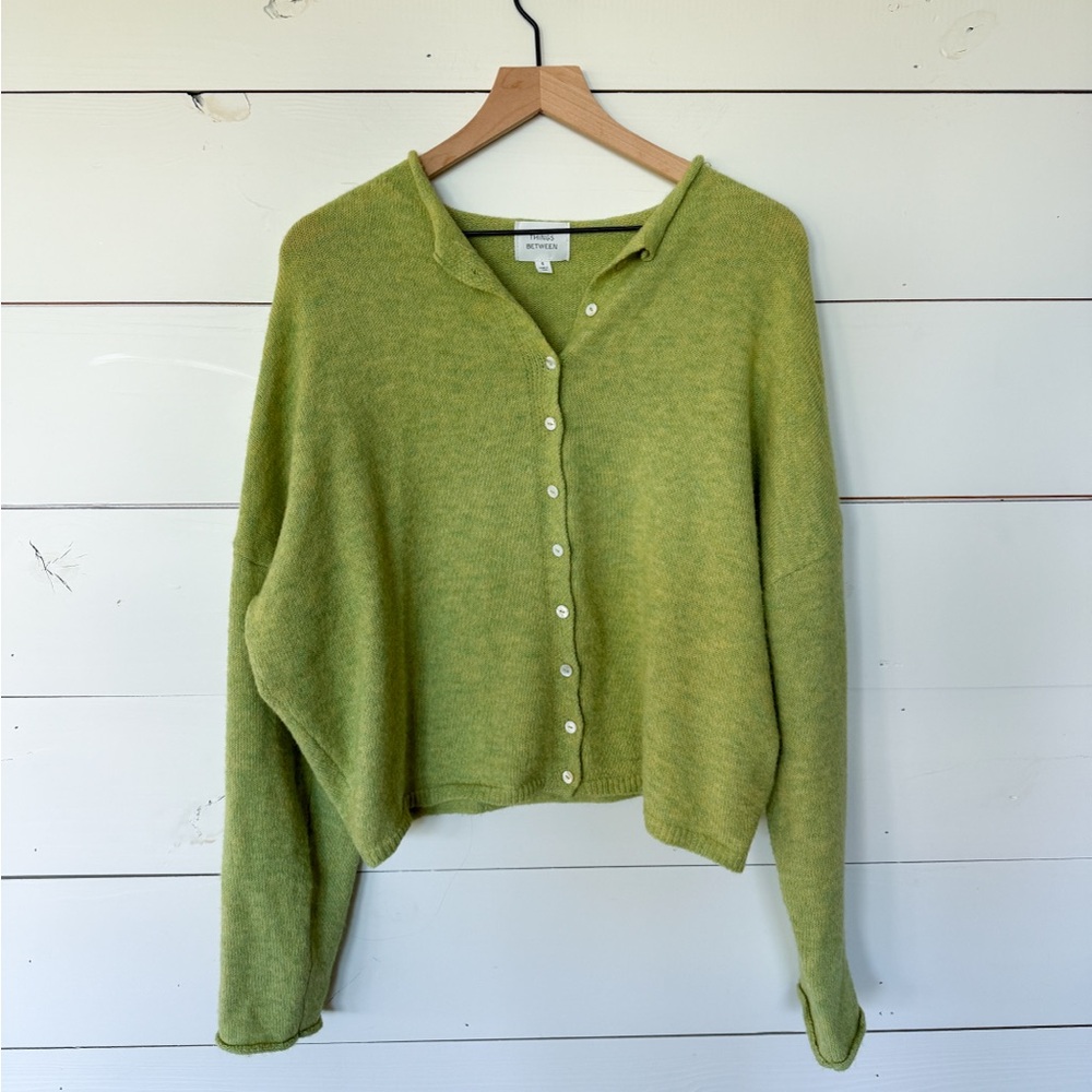 Things Between Lime Button Up Sweater - image 1